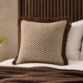 Dusklia - Herringbone Tufted Edge Cushion Cover - Chocolate