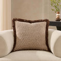 Dusklia - Herringbone Tufted Edge Sofa Cushion Cover - Chocolate