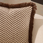 Dusklia - Herringbone Tufted Edge Sofa Cushion Cover - Chocolate