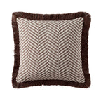 Dusklia - Herringbone Tufted Edge Sofa Cushion Cover - Chocolate