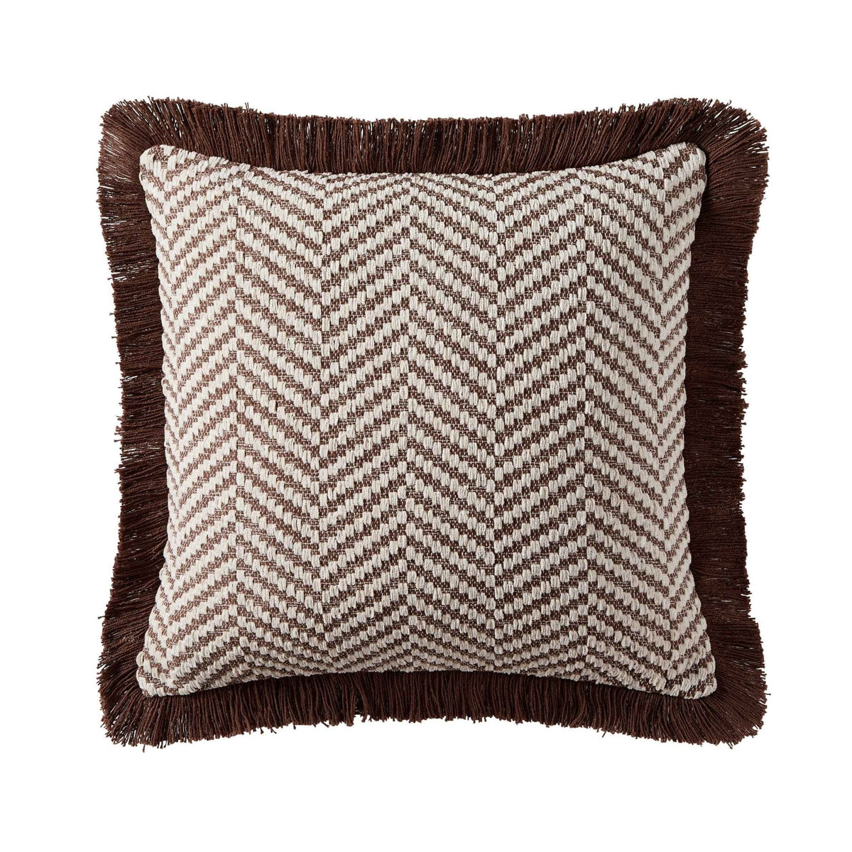 Dusklia - Herringbone Tufted Edge Sofa Cushion Cover - Chocolate