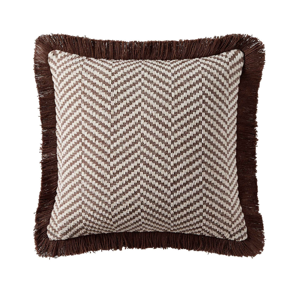 Dusklia - Herringbone Tufted Edge Cushion Cover - Chocolate