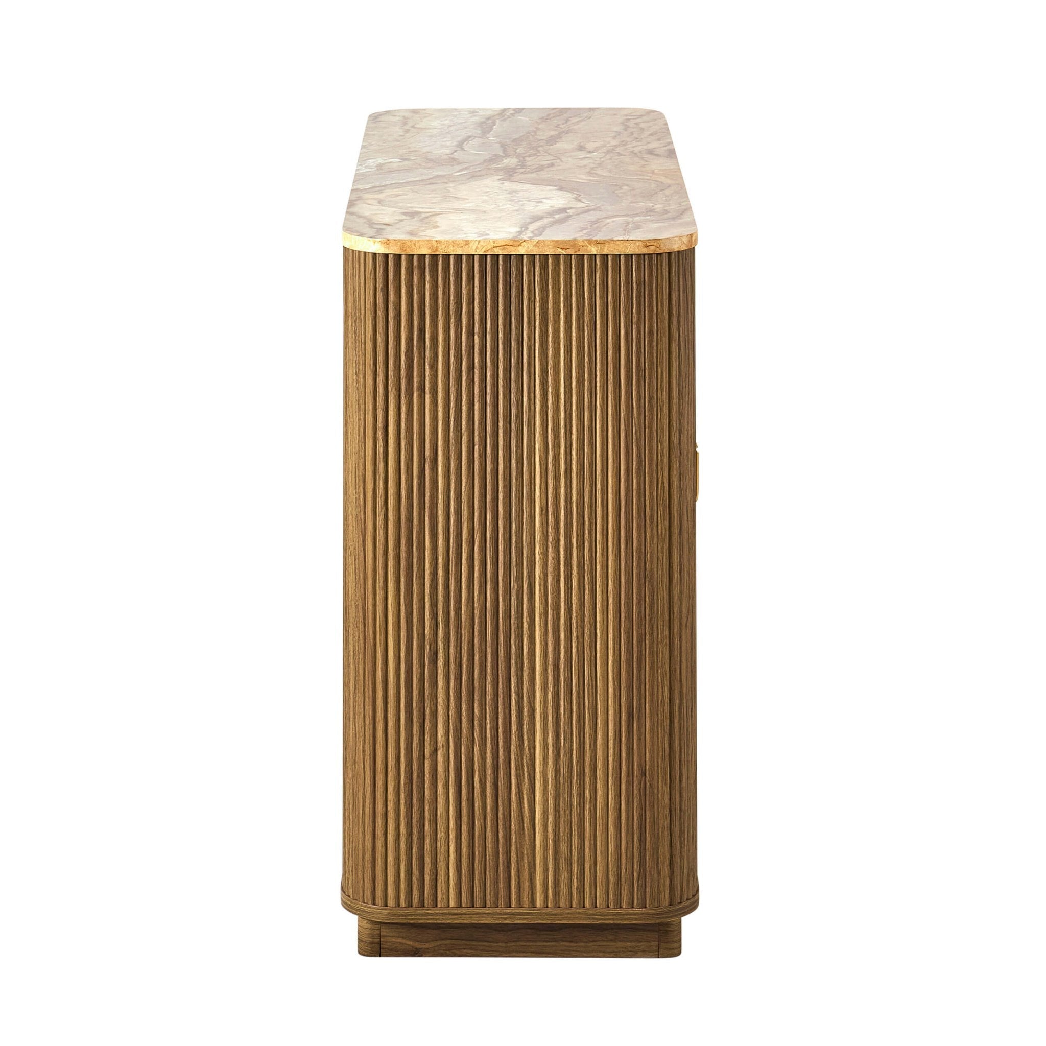 Bahut 2 portes Hettie - Bois moyen/Dessus effet marbre