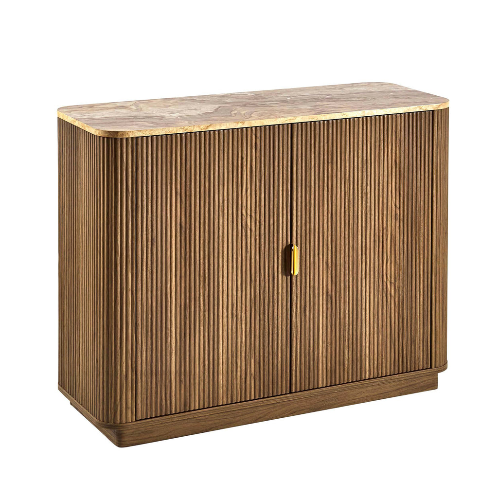 Bahut 2 portes Hettie - Bois moyen/Dessus effet marbre