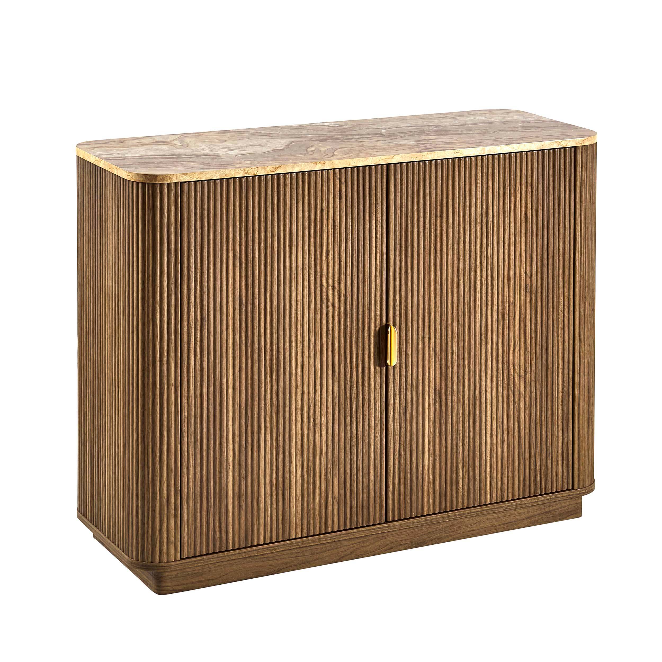Bahut 2 portes Hettie - Bois moyen/Dessus effet marbre