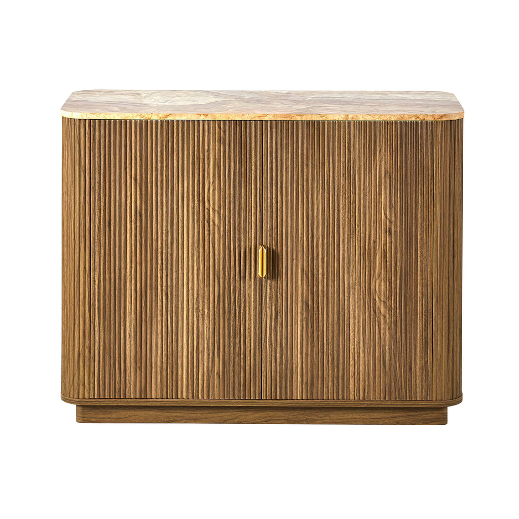 Bahut 2 portes Hettie - Bois moyen/Dessus effet marbre