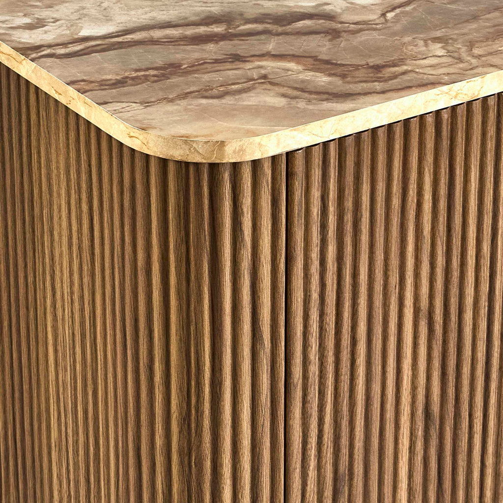 Bahut 2 portes Hettie - Bois moyen/Dessus effet marbre