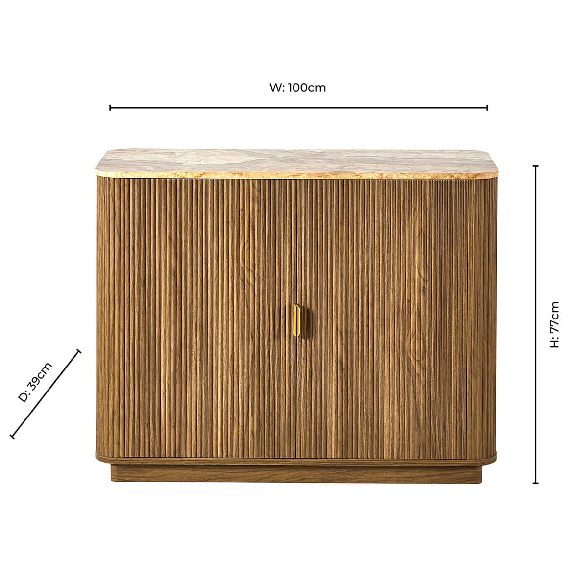 Bahut 2 portes Hettie - Bois moyen/Dessus effet marbre