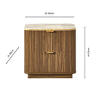 Dusklia - Hettie 2 Drawer Bedside Table - Mid Wood/ Marble Effect Top