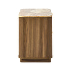 Dusklia - Hettie 2 Drawer Bedside Table - Mid Wood/ Marble Effect Top