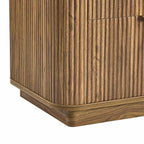 Dusklia - Hettie 2 Drawer Bedside Table - Mid Wood/ Marble Effect Top