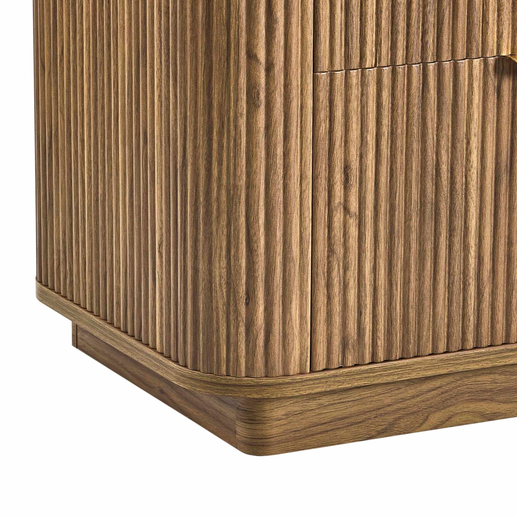 Table de chevet Hettie 2 tiroirs - Bois moyen/Plateau effet marbre