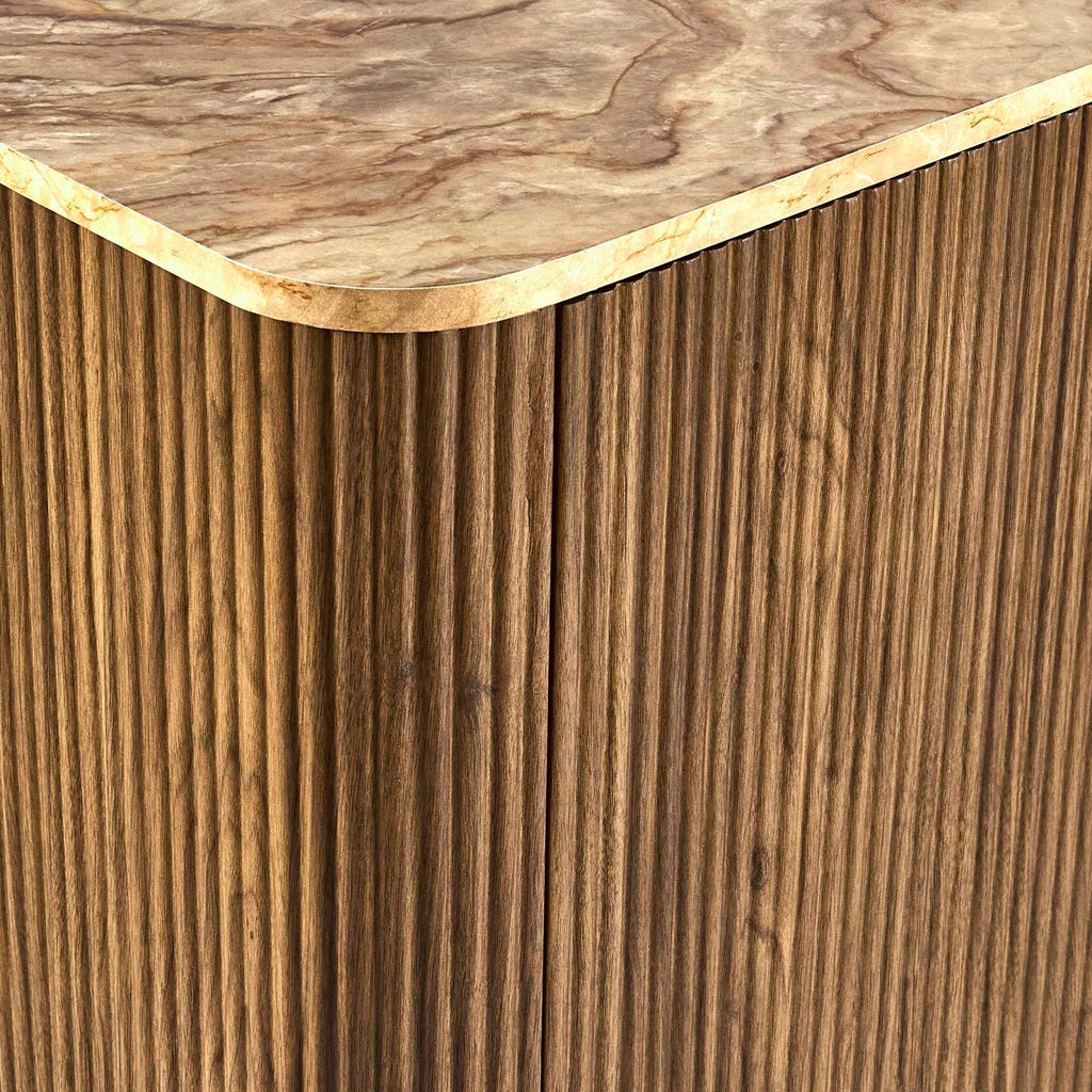 Buffet 3 portes Hettie - Bois moyen/Dessus effet marbre