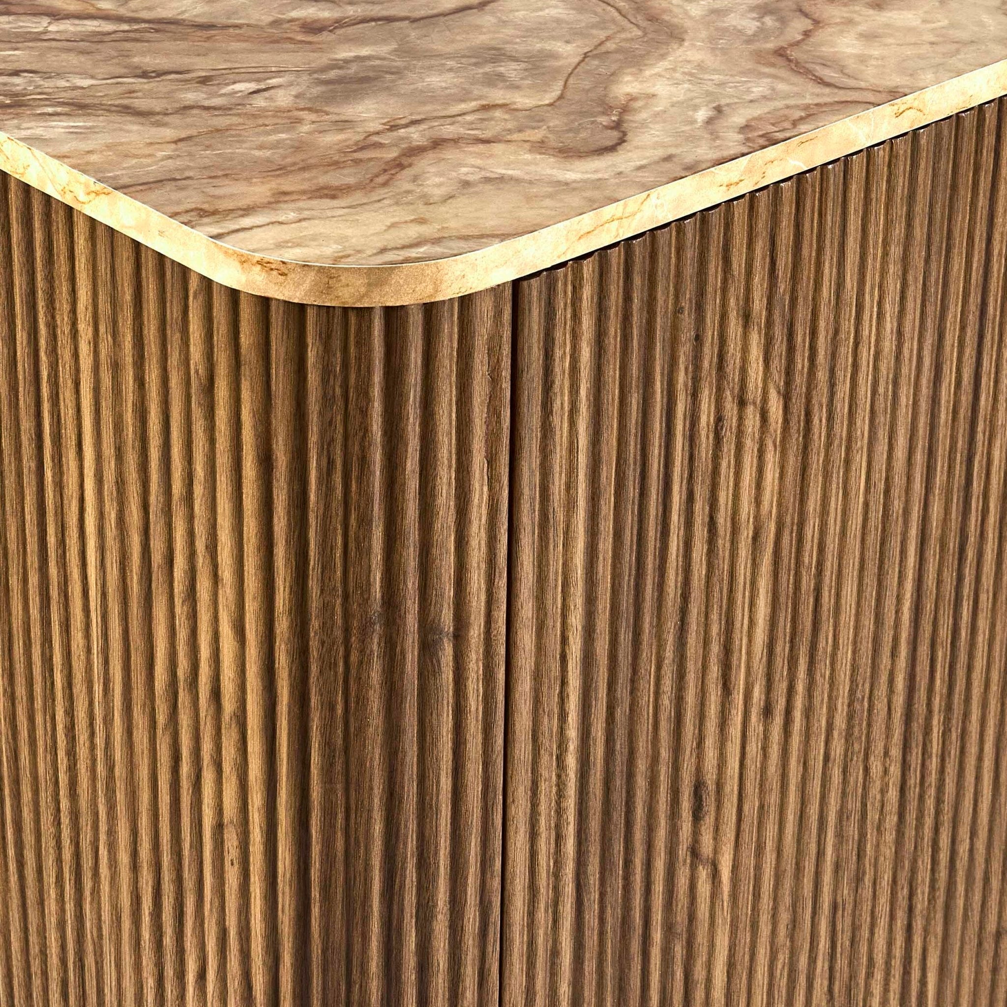 Buffet 3 portes Hettie - Bois moyen/Dessus effet marbre