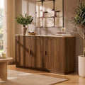 Buffet 3 portes Hettie - Bois moyen/Dessus effet marbre