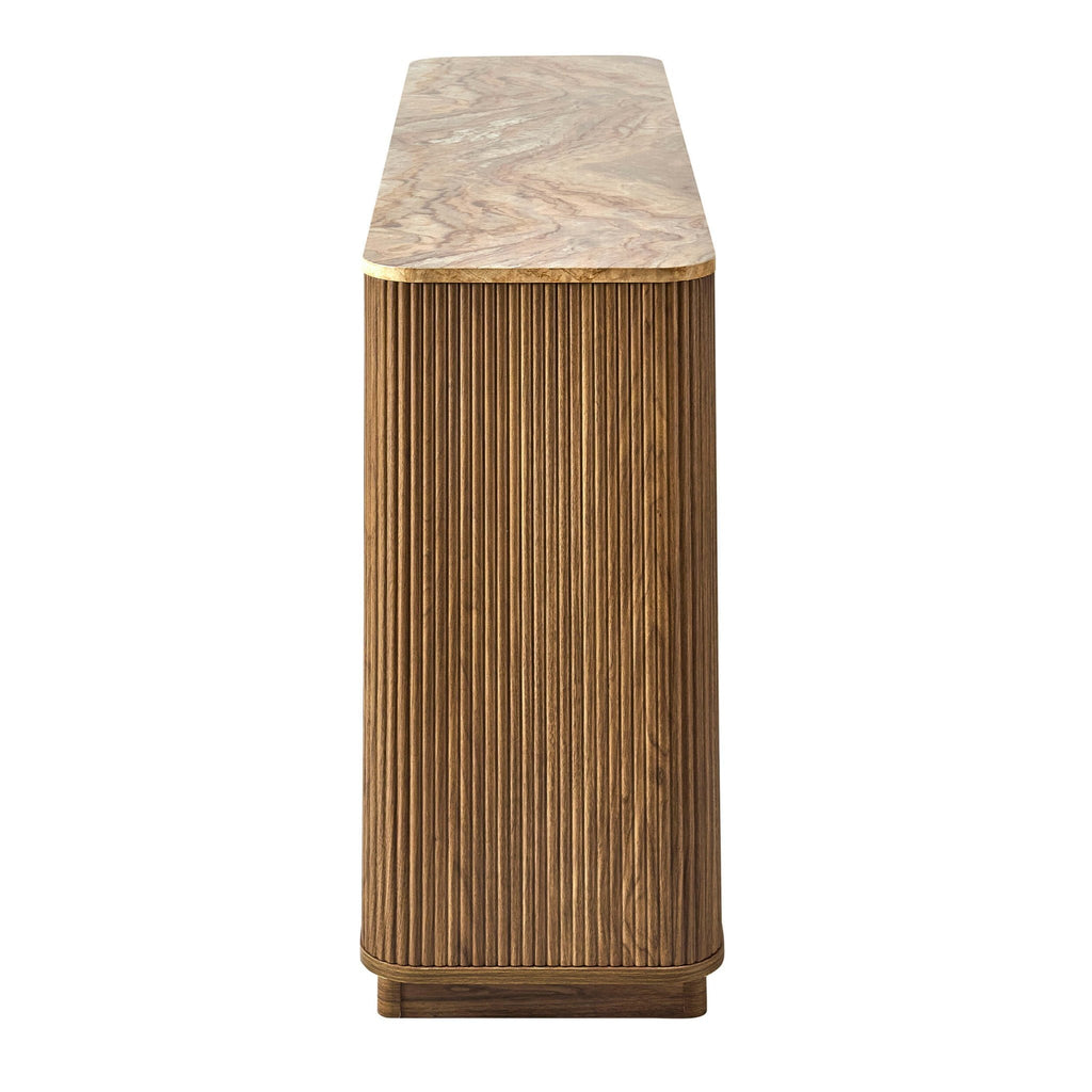 Buffet 3 portes Hettie - Bois moyen/Dessus effet marbre