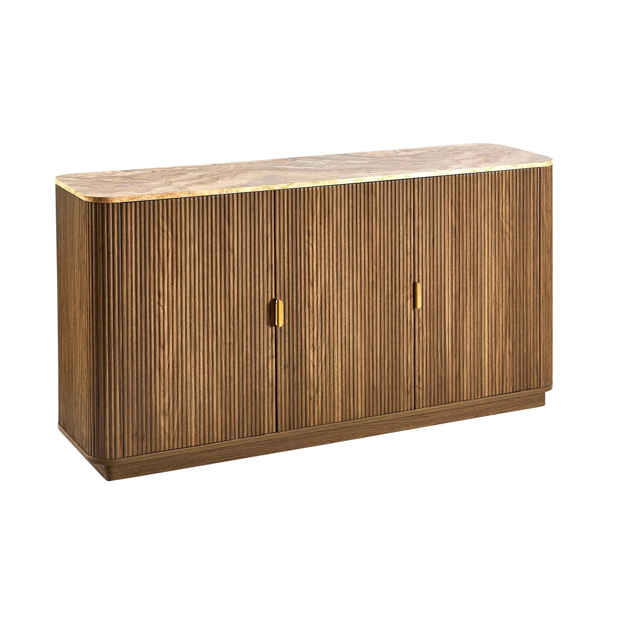 Buffet 3 portes Hettie - Bois moyen/Dessus effet marbre