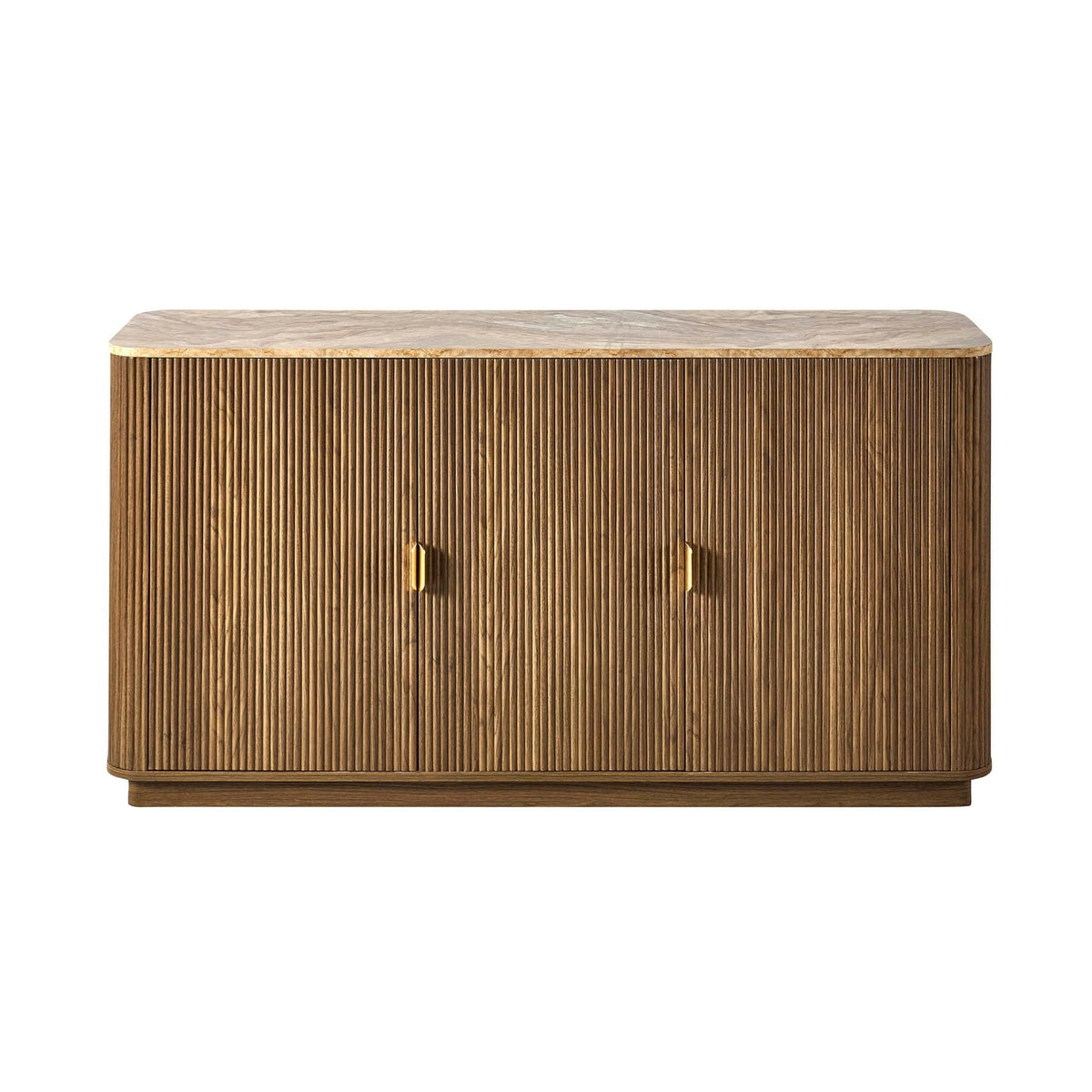 Dusklia - Hettie 3 Door Sideboard - Mid Wood/ Marble Effect Top