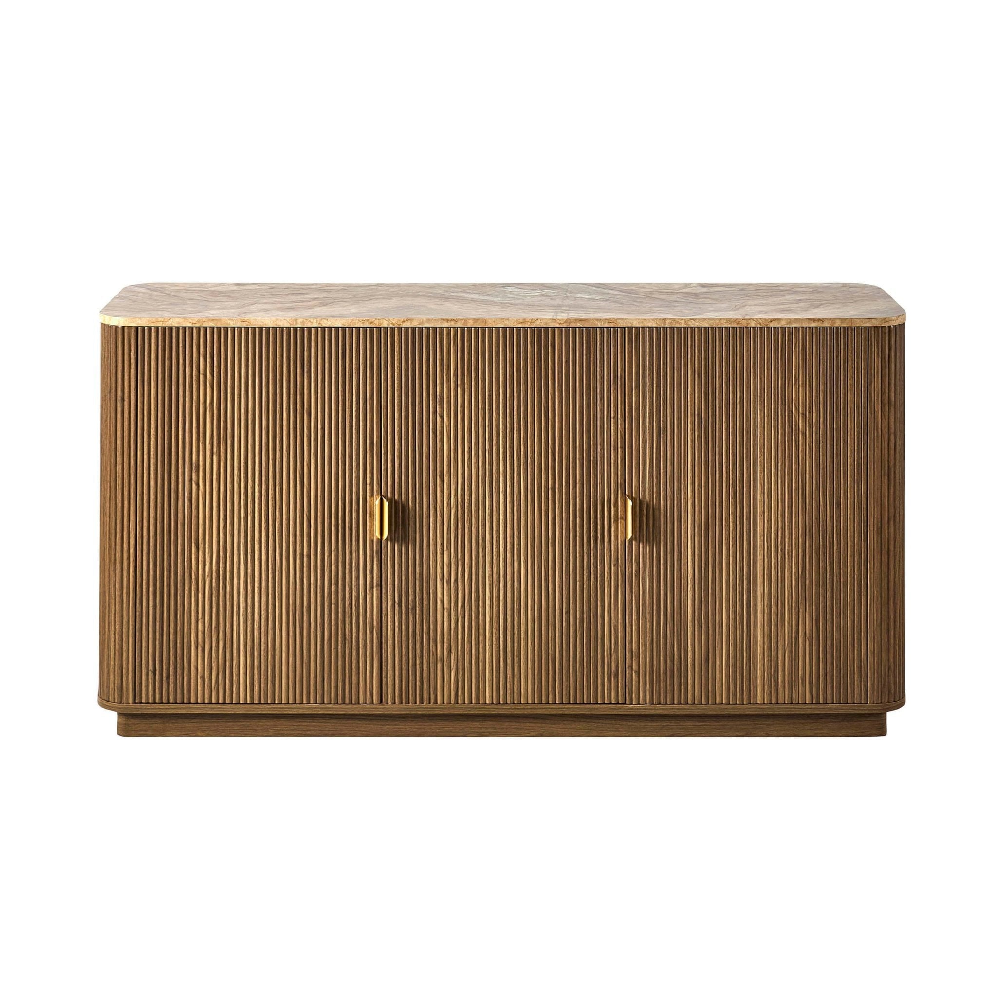 Buffet 3 portes Hettie - Bois moyen/Dessus effet marbre
