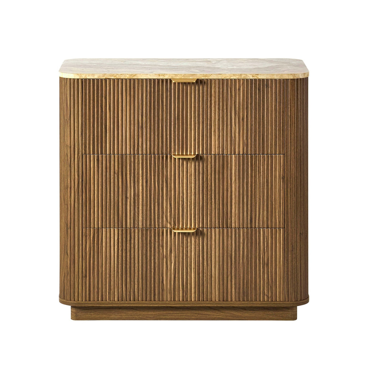 Dusklia - Hettie 3 Drawer Chest - Mid Wood/ Marble Effect Top