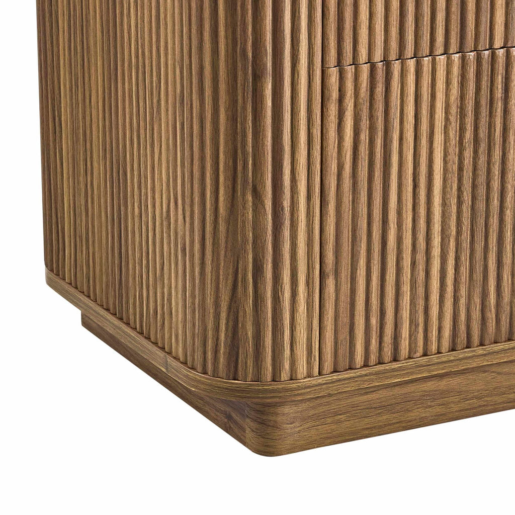 Commode 3 tiroirs Hettie - Bois moyen / Plateau effet marbre