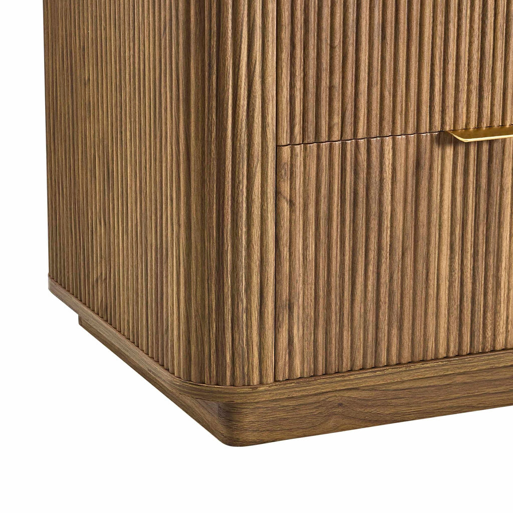 Commode Hettie 5 tiroirs - Bois moyen/Dessus effet marbre