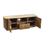 Dusklia - Hettie Tv Unit 2 Door Sideboard - Mid Wood/ Marble Effect Top