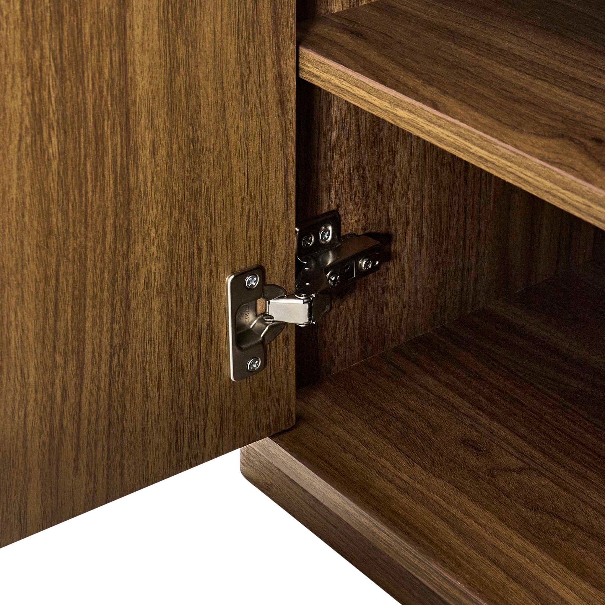 Meuble TV Hettie 2 portes - Buffet - Bois moyen/Plateau effet marbre
