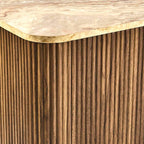 Dusklia - Hettie Tv Unit 2 Door Sideboard - Mid Wood/ Marble Effect Top