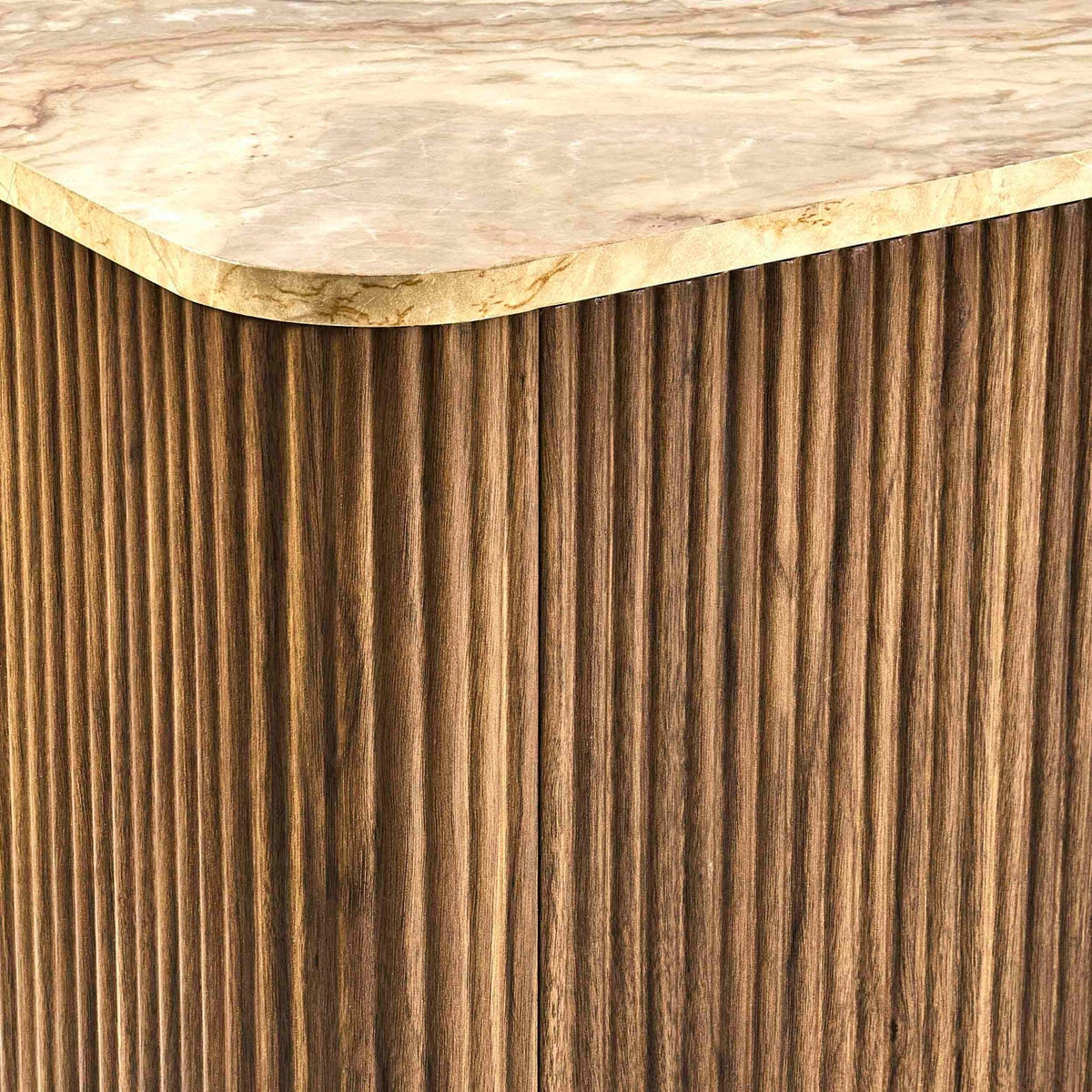 Dusklia - Hettie Tv Unit 2 Door Sideboard - Mid Wood/ Marble Effect Top