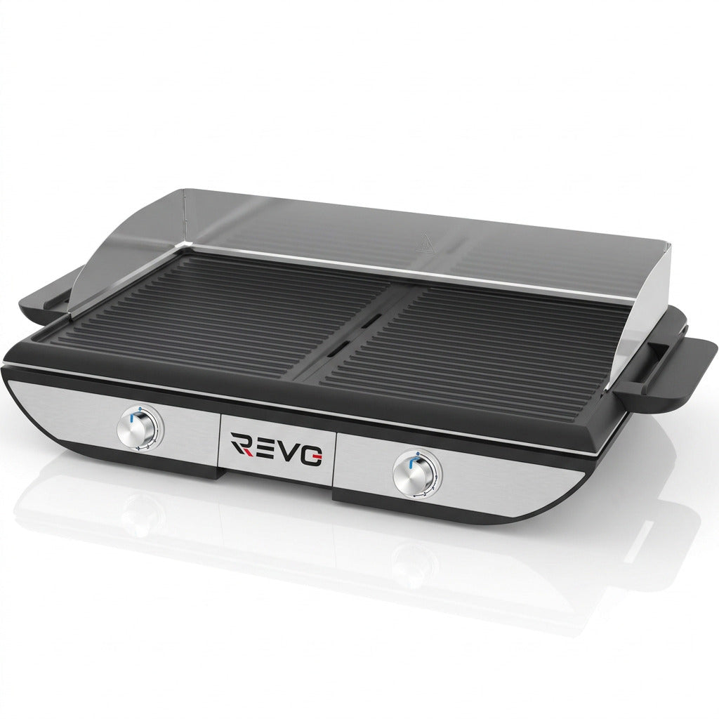 Combiné Plancha & Grill Électrique REVO Sitges – Double Zone de Cuisson – 2300 W