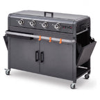 Plancha Gaz REVO Cordoba XL – Plaque Inox – 4 Brûleurs – Chariot Inclus – 9,6 kW