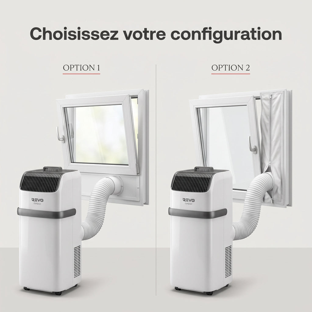 Climatiseur Mobile REVO Compact – 8 300 BTU – 2,1 kW – 3-en-1 – 52 dB – Classe A