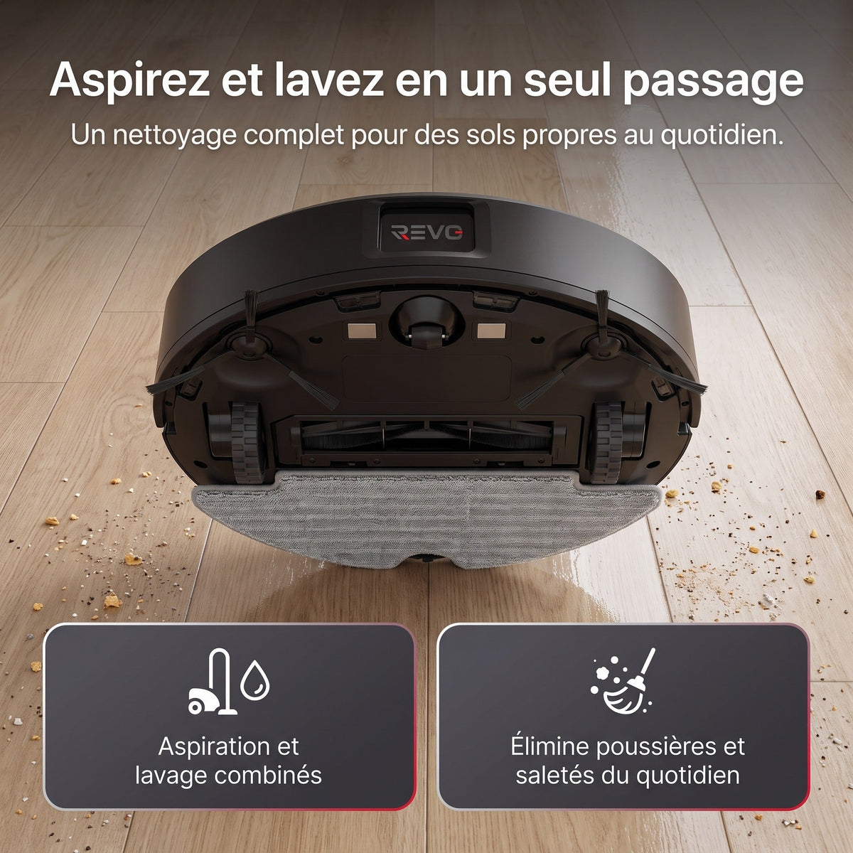 Robot Aspirateur Laveur REVO Vector 15 – 15 000 Pa avec Station de Vidage Automatique & Navigation LiDAR