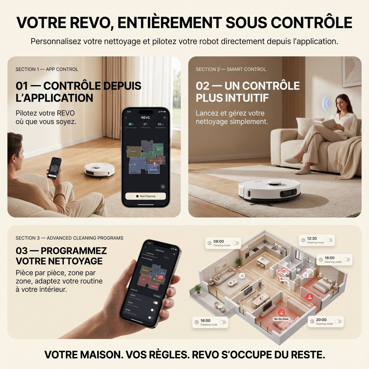 Robot Aspirateur Laveur 3-en-1 REVO Aero 6 – 6 000 Pa avec Station de Vidage Automatique