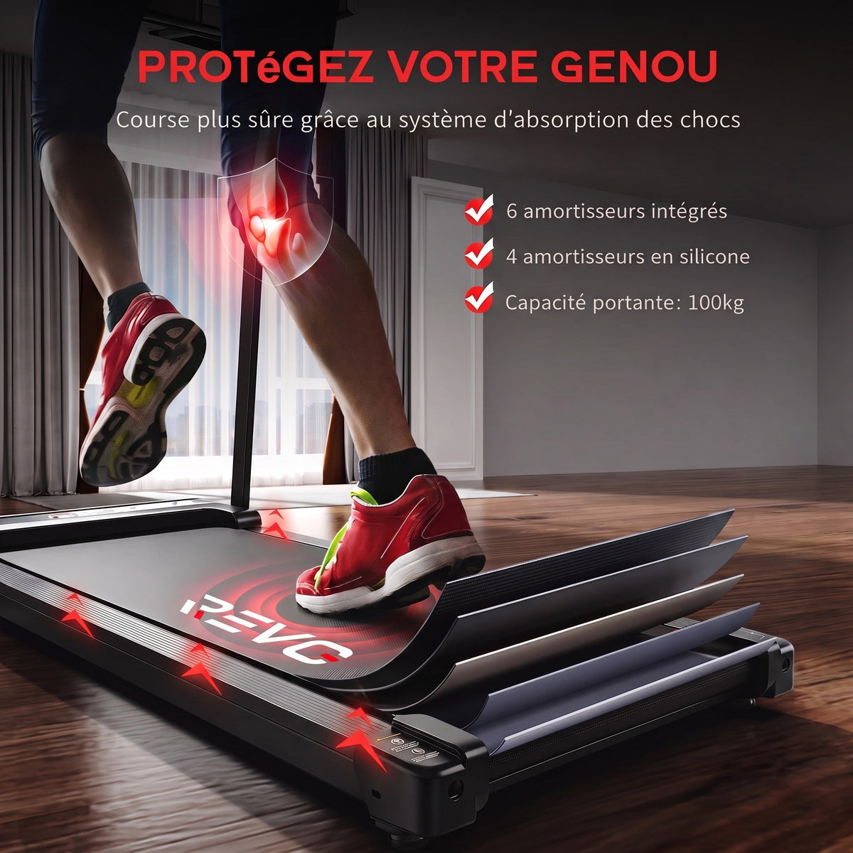 Tapis de Course Pliant REVO Pace – 10 km/h – 12 Programmes – Charge 100 kg – Écran LED