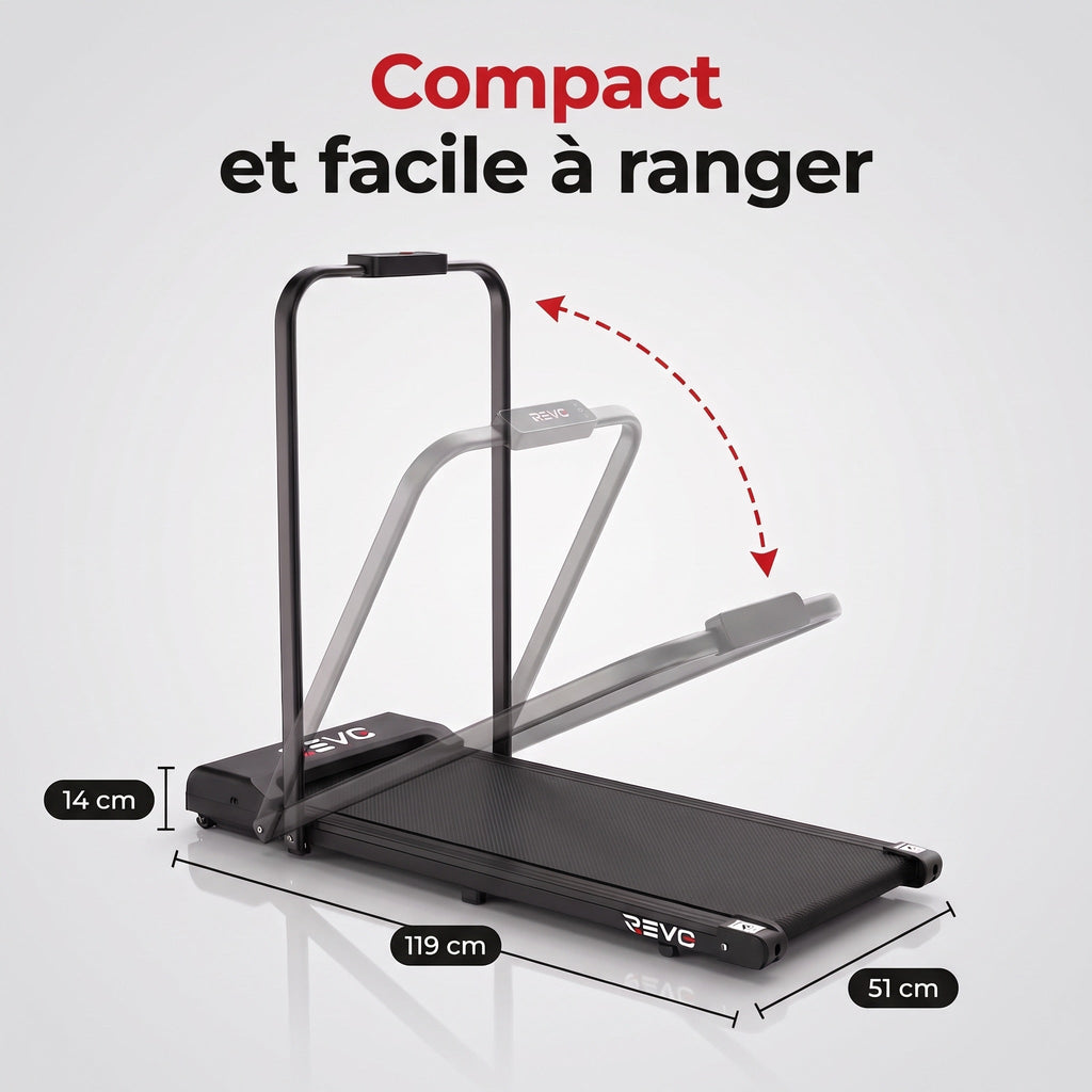 Tapis de Course Pliant REVO Flexo – 10 km/h – 2 Modes (Marche/Course) – Écran LED