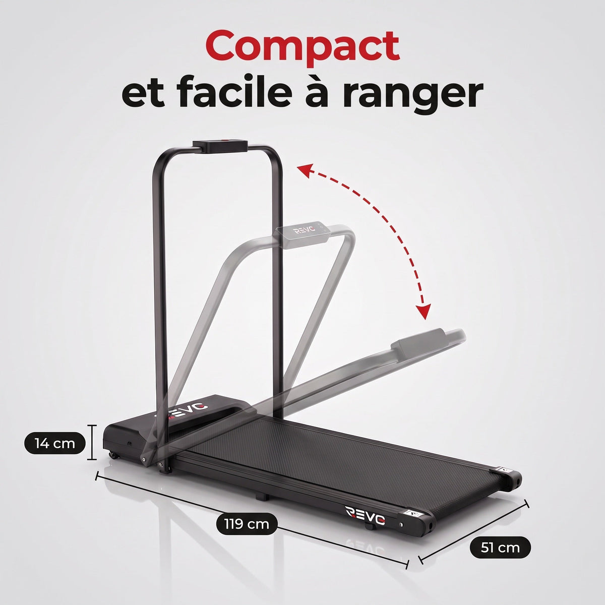 Tapis de Course Pliant REVO Flexo – 10 km/h – 2 Modes (Marche/Course) – Écran LED