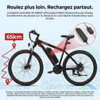 Vélo Électrique VTT REVO Ridge 65 – 250 W – Autonomie jusqu’à 65 km – Batterie Amovible 13 Ah – 21 Vitesses – Pneus 26"**