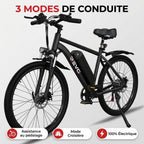 Vélo Électrique VTT REVO Trail – 250 W – Autonomie 35 à 90 km – Batterie 36 V 10,4 Ah – Pneus 26" – 7 Vitesses