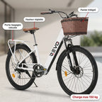 Vélo Électrique REVO Citya – 250 W – Autonomie 80 km – Batterie 36 V 10 Ah – 26" – Panier & Porte-Bagages
