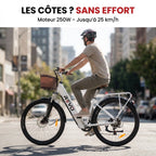 Vélo Électrique REVO Citya – 250 W – Autonomie 80 km – Batterie 36 V 10 Ah – 26" – Panier & Porte-Bagages