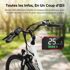 Vélo Électrique REVO CityFlow – 250 W – Autonomie 90 km – Batterie 561,6 Wh – Shimano 7 Vitesses – Roues 26"