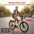 Vélo Électrique REVO Metro – 26″ – Moteur 500 W – Batterie 36 V 15 Ah – Shimano 7 Vitesses – Fourche Suspendue