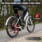 Vélo Électrique REVO Nomad 26″ – Moteur 250W – Autonomie 35–90 km – Batterie Amovible 36V 10,4Ah – 7 Vitesses – Freins à Disque