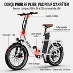 Vélo Électrique Pliable REVO Flex – 250W – Batterie 48V 17Ah – Autonomie jusqu’à 120 km – Pneus 20″ x 3.0″