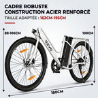 Vélo Électrique REVO Avenue 26″ – Moteur 250W – Batterie Amovible 36V 8,4Ah – Autonomie jusqu’à 70 km – Freins à Disque