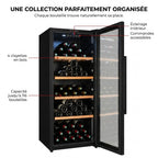 Cave à Vin de Vieillissement REVO Héritage – 116 Bouteilles – 213 L – 4 Clayettes en Bois – Température Réglable
