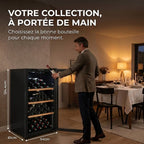Cave à Vin de Vieillissement REVO Héritage – 116 Bouteilles – 213 L – 4 Clayettes en Bois – Température Réglable
