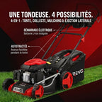Tondeuse à Gazon Thermique Autotractée REVO Terrain 51 – 196 cm³, 51 cm, Démarrage Électrique, Hauteur de Coupe 25–75 mm, Bac 60 L, Jusqu’à 1 500 m²